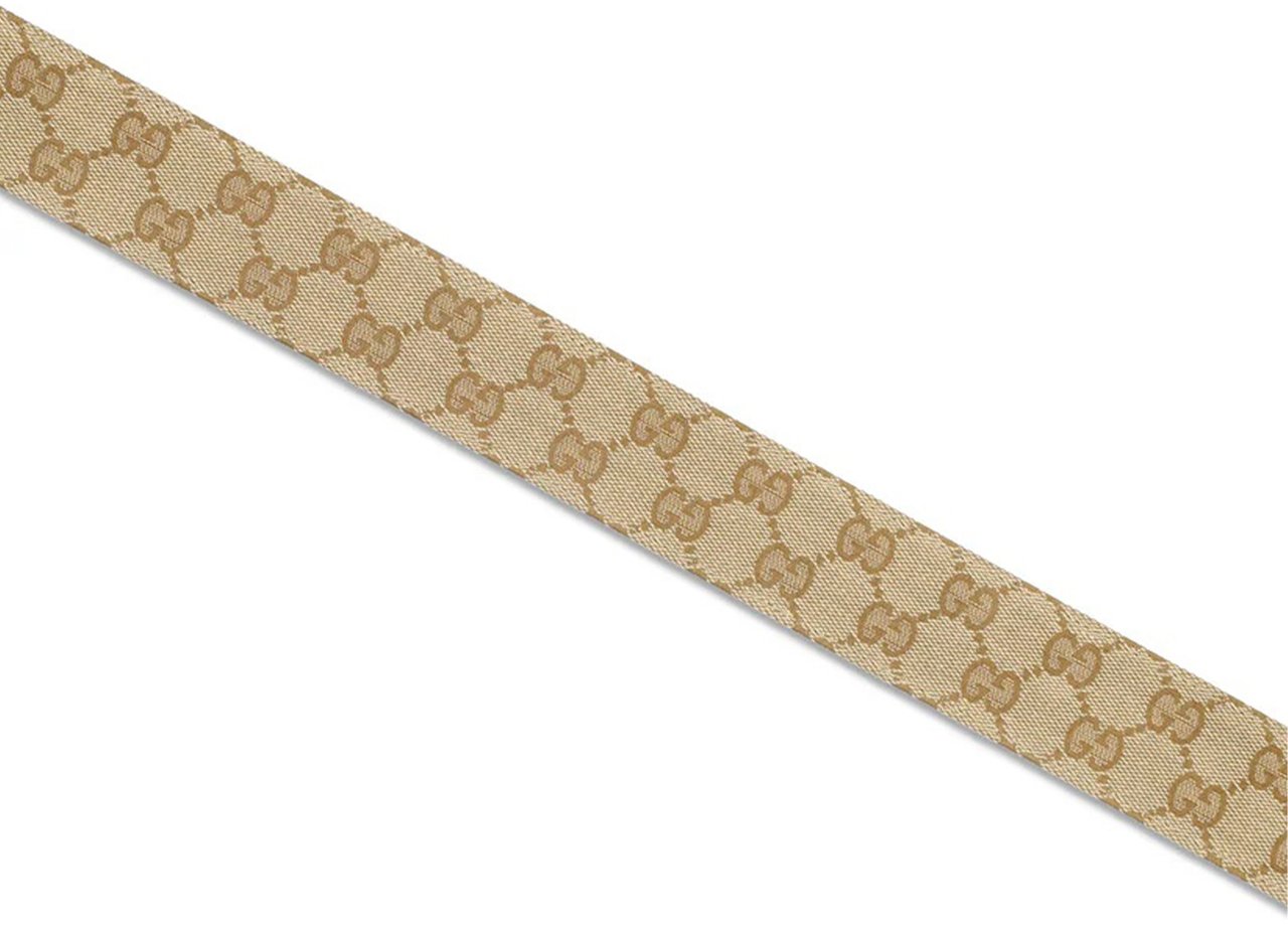 Gucci Beige Interlocking Double-G Pattern Slim Belt Neutraal