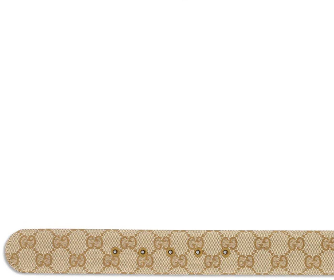 Gucci Beige Interlocking Double-G Pattern Slim Belt Neutraal