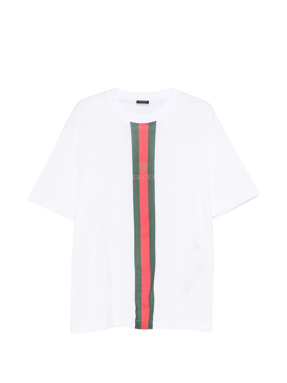 Gucci White Crewneck Vertical Stripe Cotton T-Shirt Wit