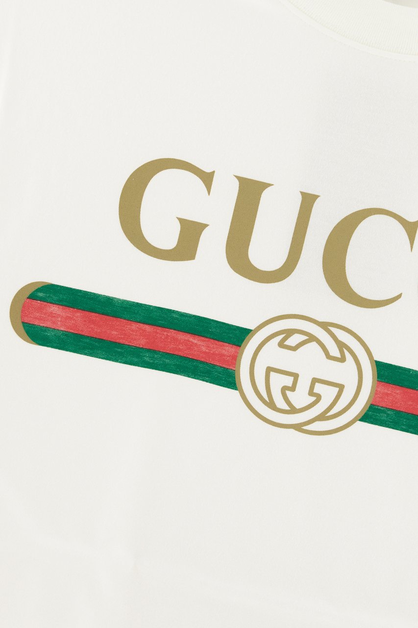Gucci Ivory cotton blend t-shirt Neutraal