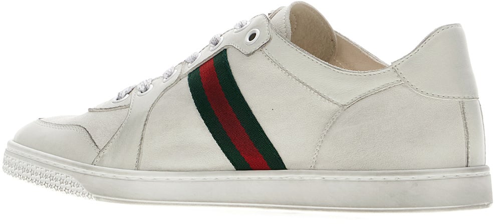 Gucci Gucci White leather Stretch sneakers Wit