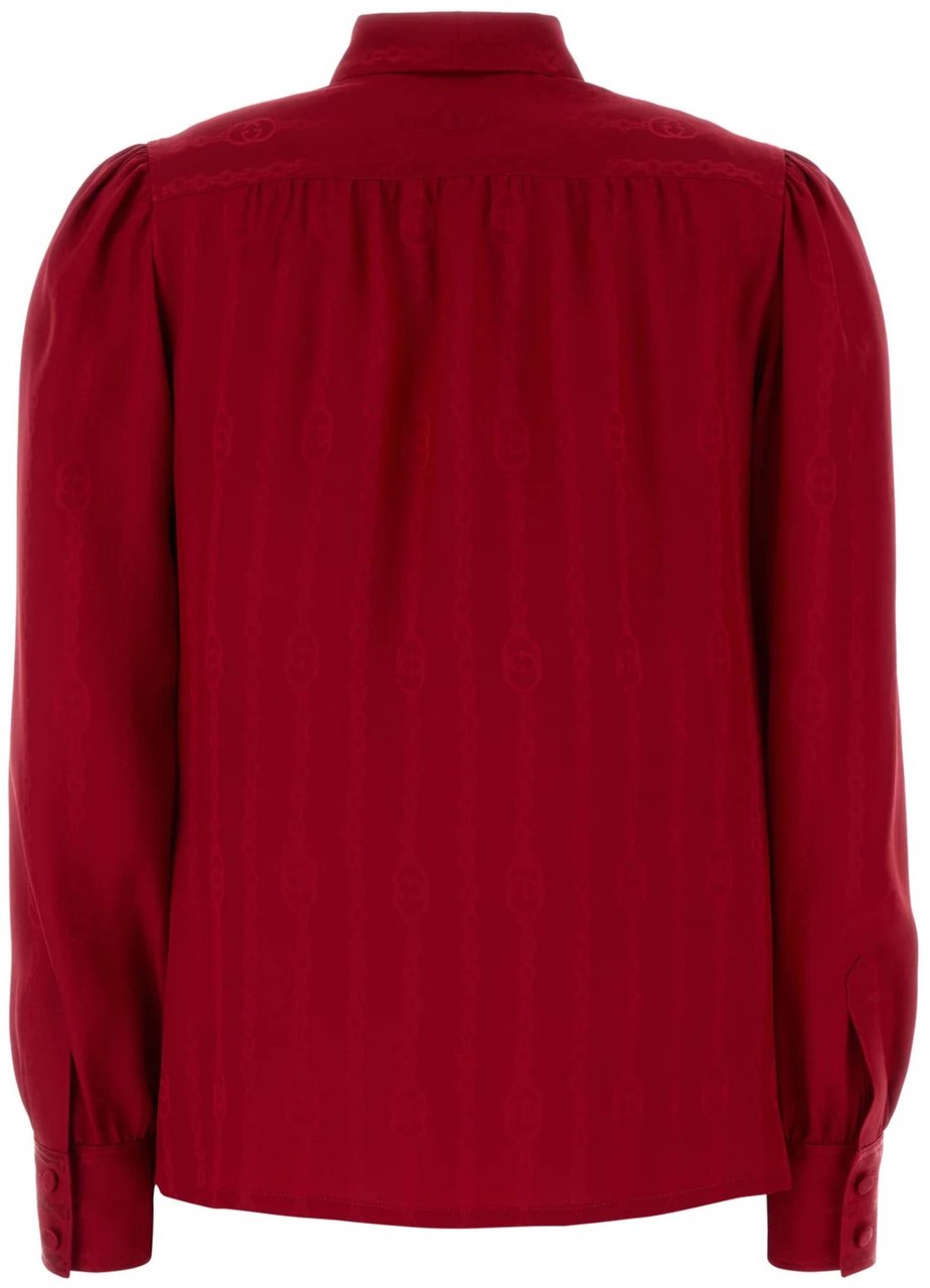 Gucci Red Shirt Satin Blouse Rood