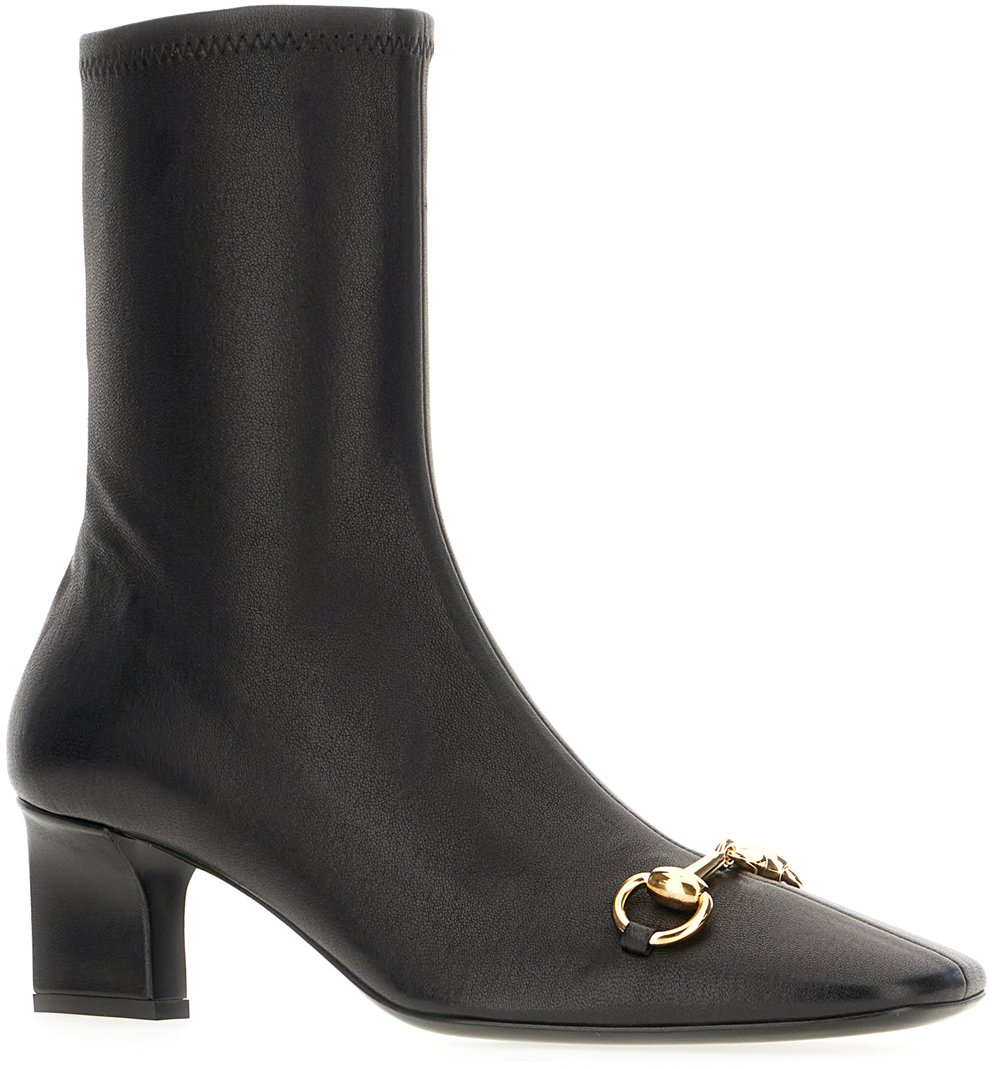 Gucci Black leather Signora boots Zwart