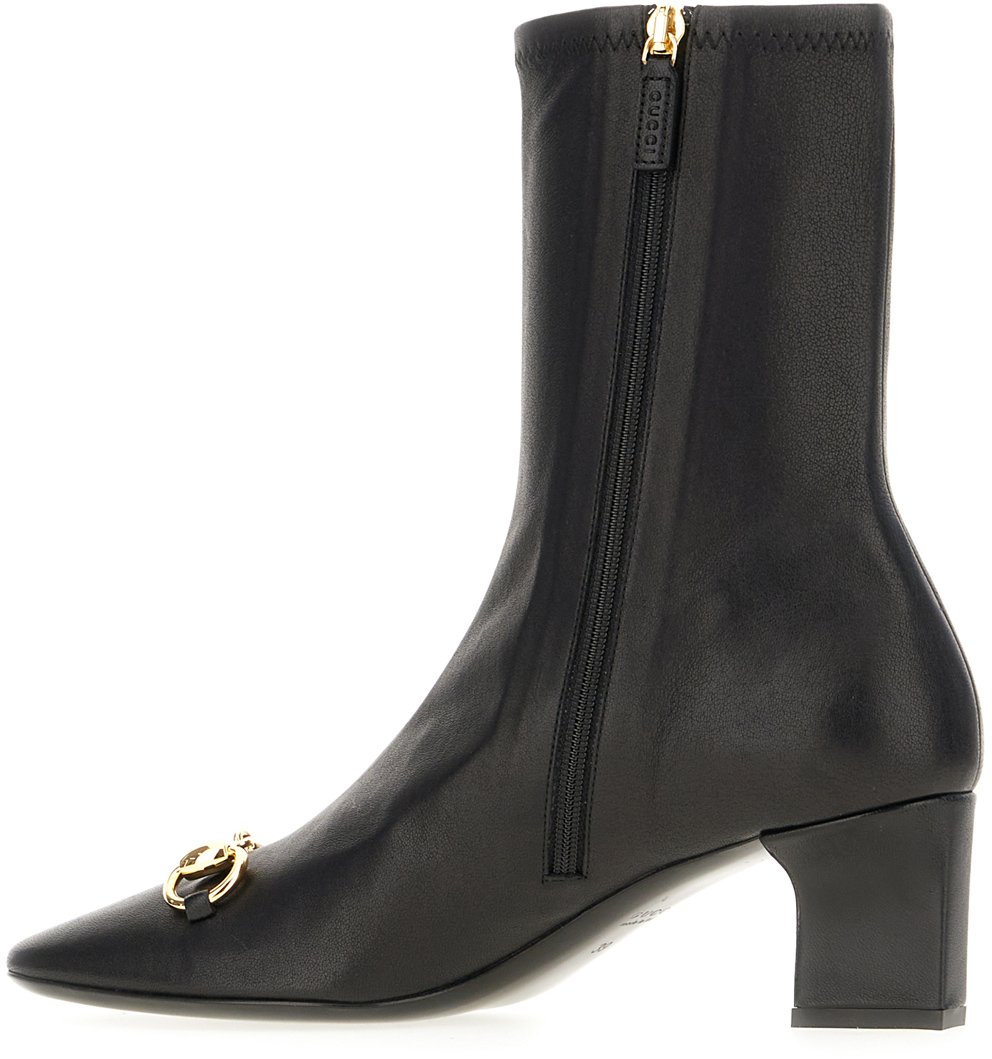 Gucci Black leather Signora boots Zwart