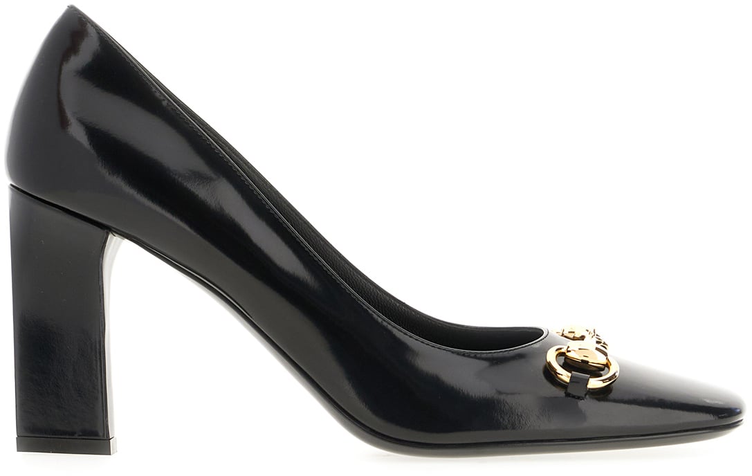 Gucci Gucci Black leather Signora pumps Zwart