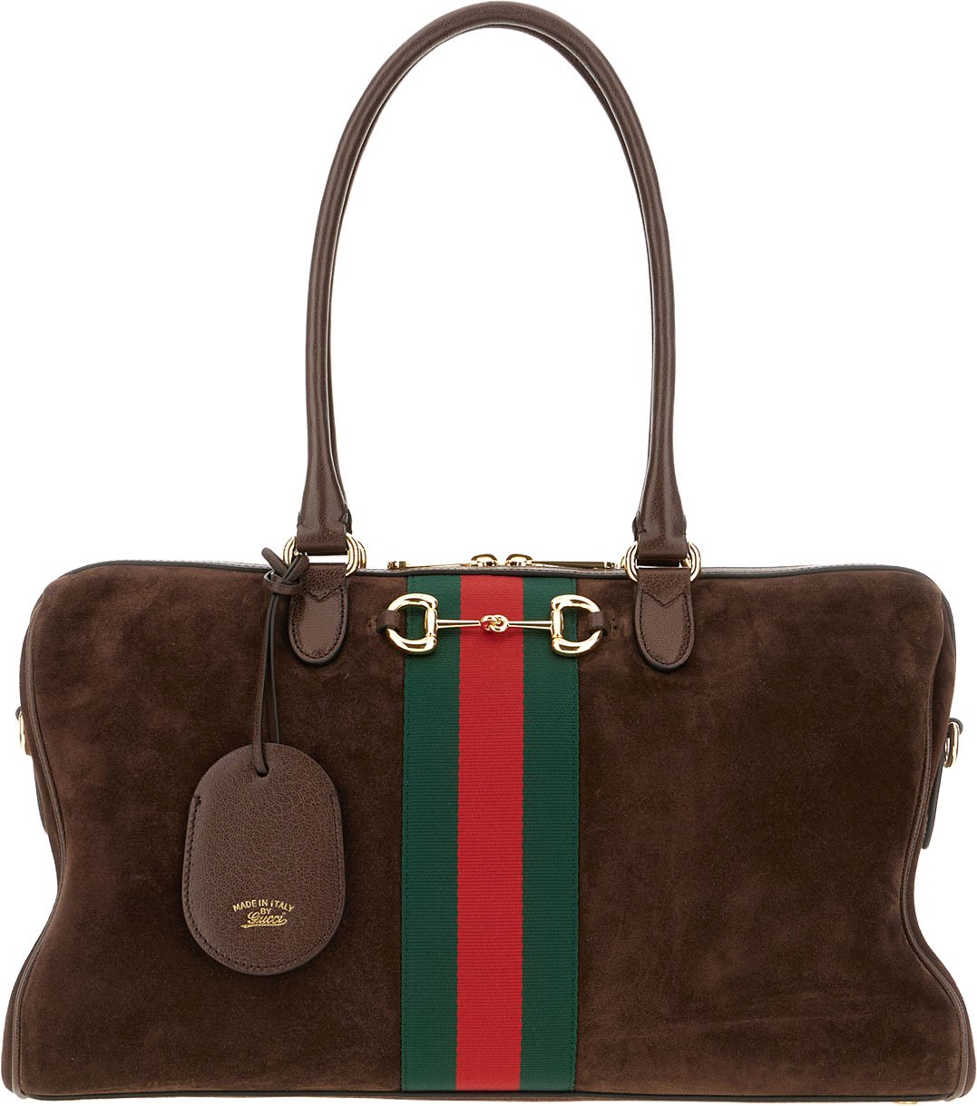 Gucci Brown suede large Borsetto shopping bag Bruin