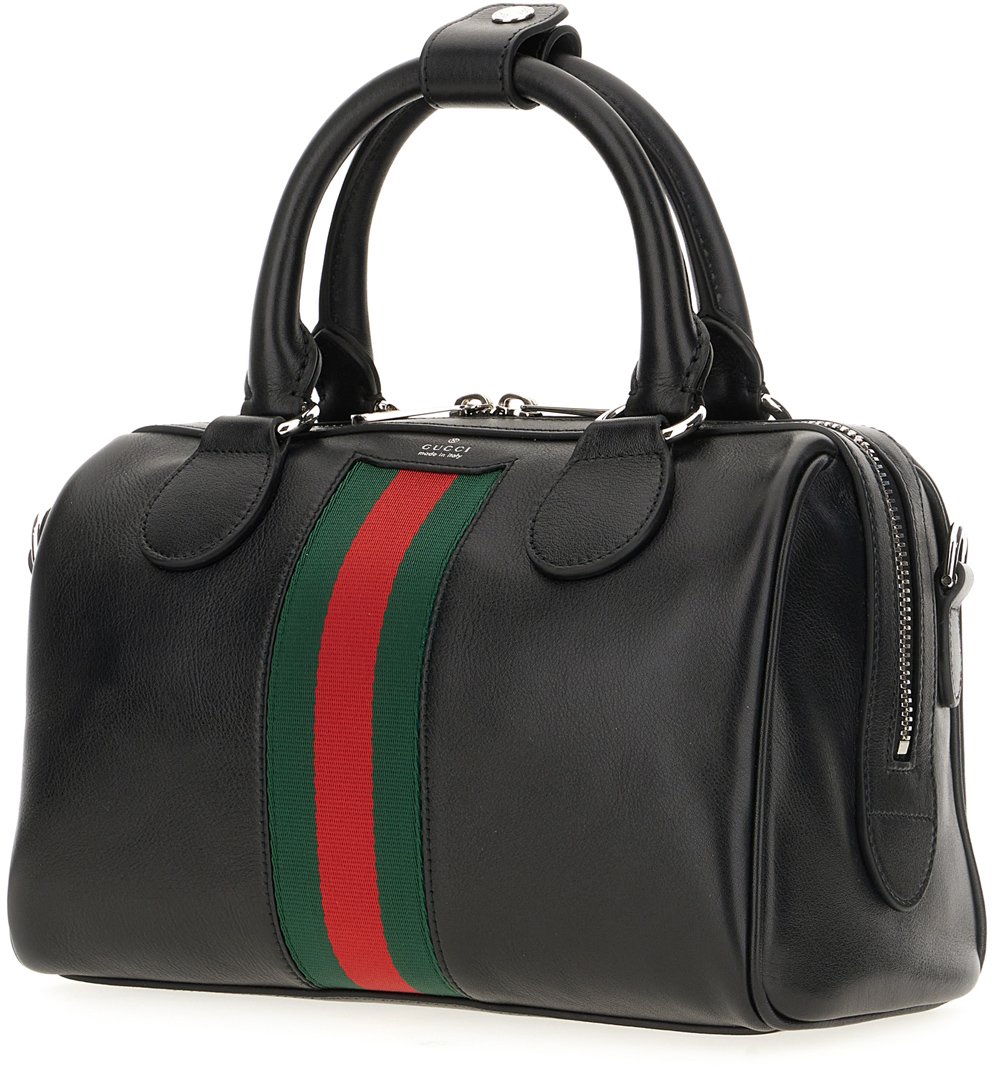 Gucci Gucci Black leather small Web Trader handbag Zwart