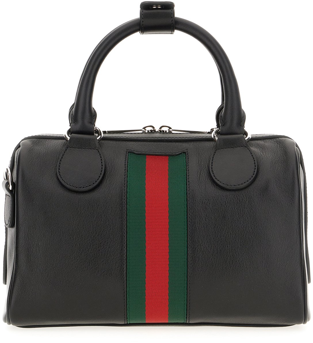 Gucci Gucci Black leather small Web Trader handbag Zwart
