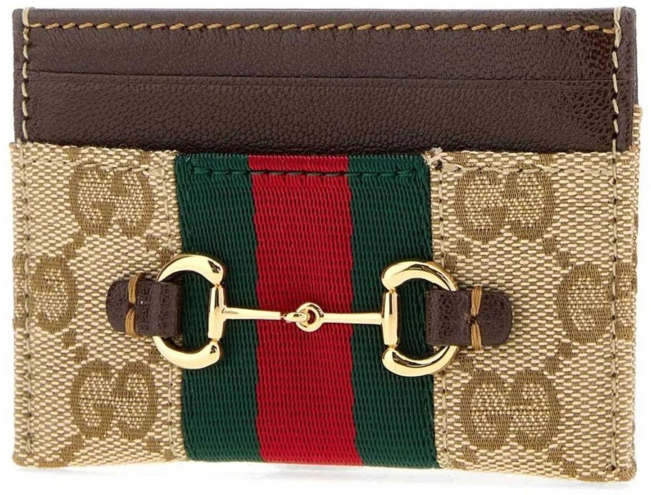 Gucci Beige Wwl Monogram Canvas Cardholder Bruin