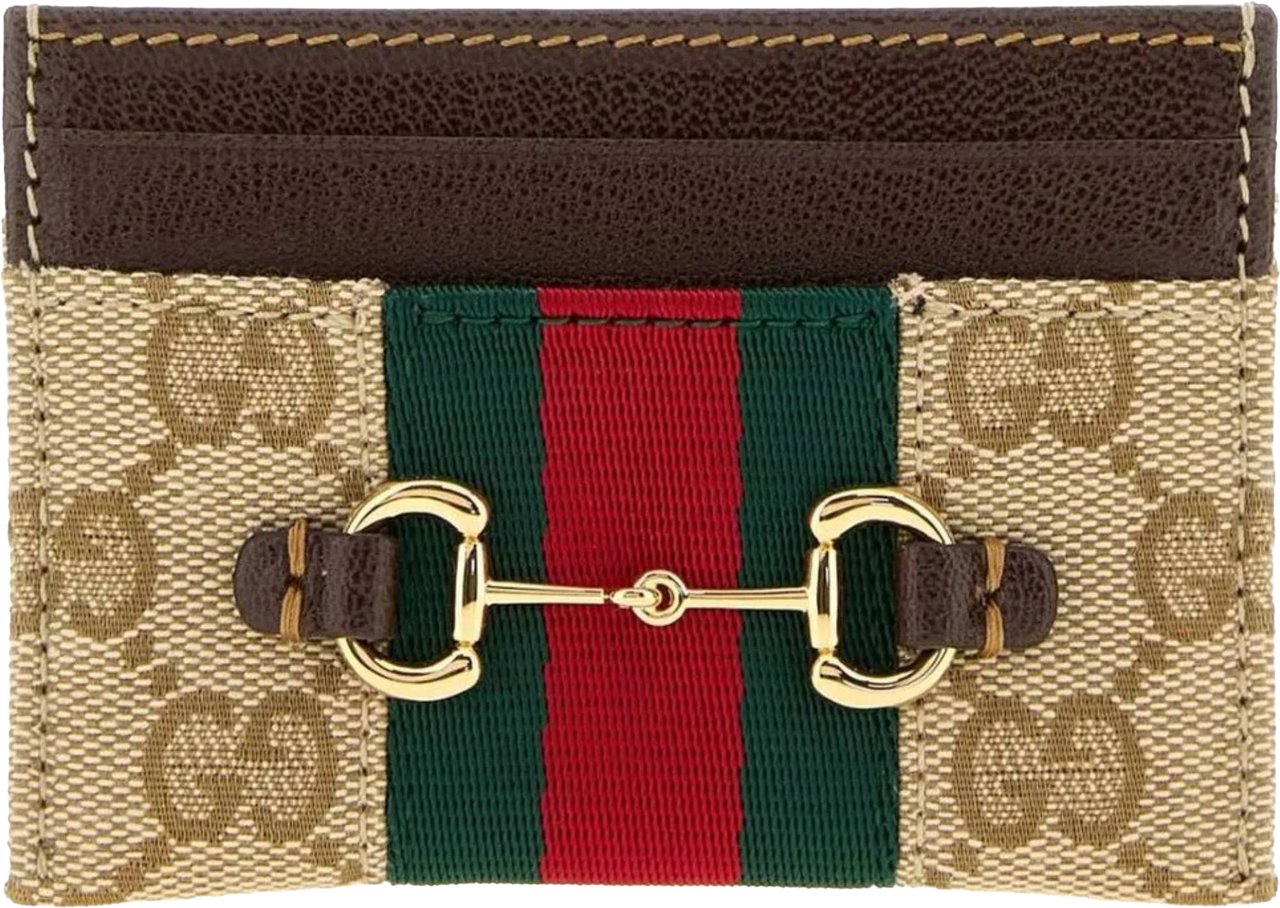 Gucci Beige Wwl Monogram Canvas Cardholder Bruin