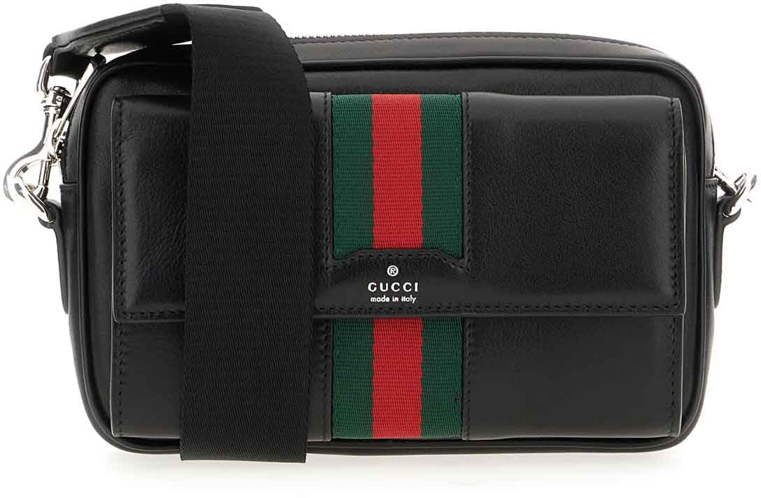 Gucci Gucci Black leather crossbody bag Zwart