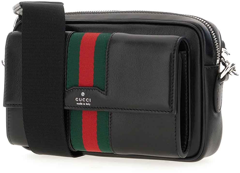Gucci Gucci Black leather crossbody bag Zwart