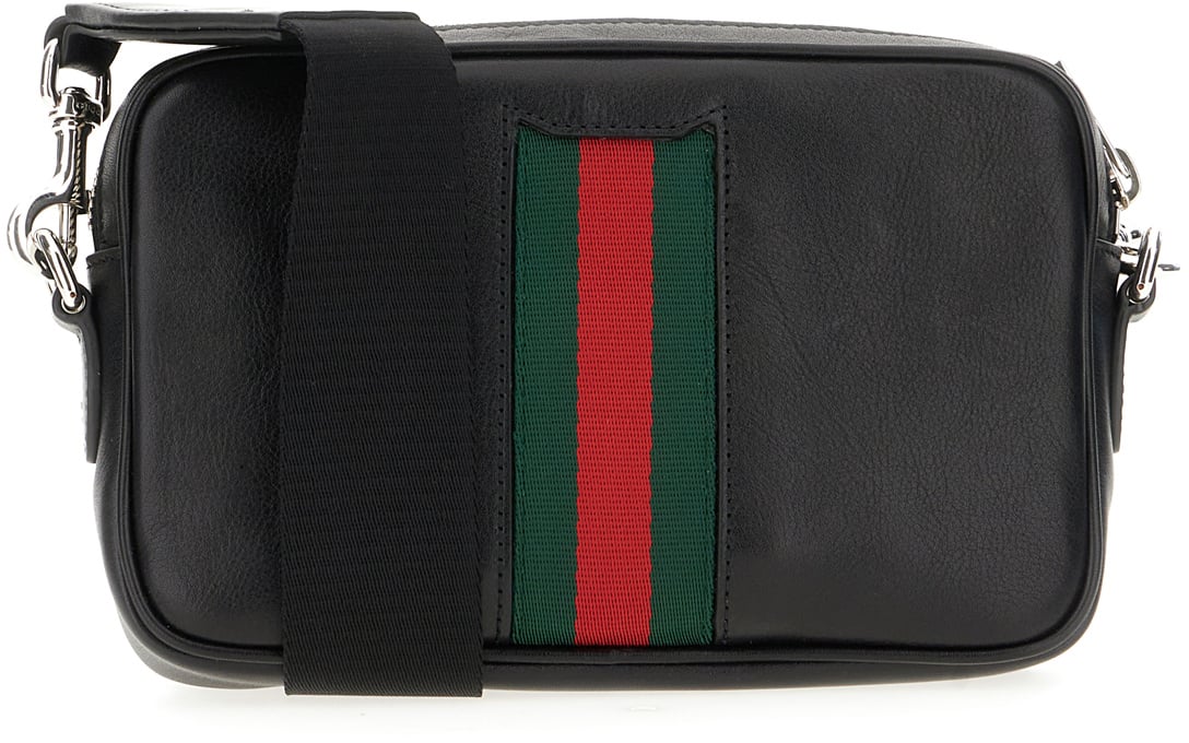 Gucci Black leather crossbody bag Zwart