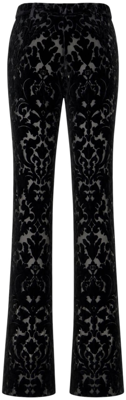 Gucci Black devorÃ¨ blend pants Zwart