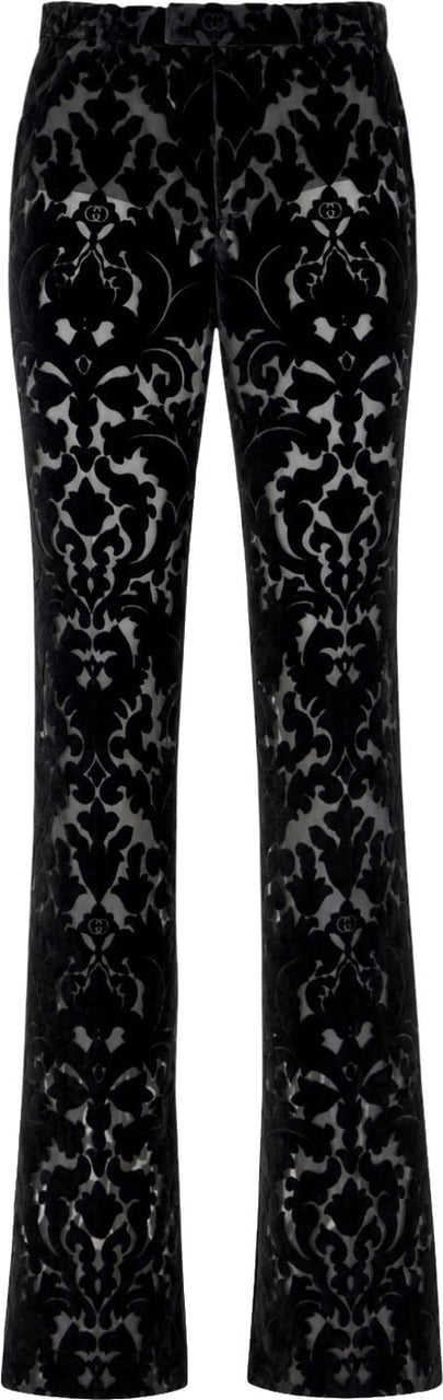 Gucci Black devorÃ¨ blend pants Zwart