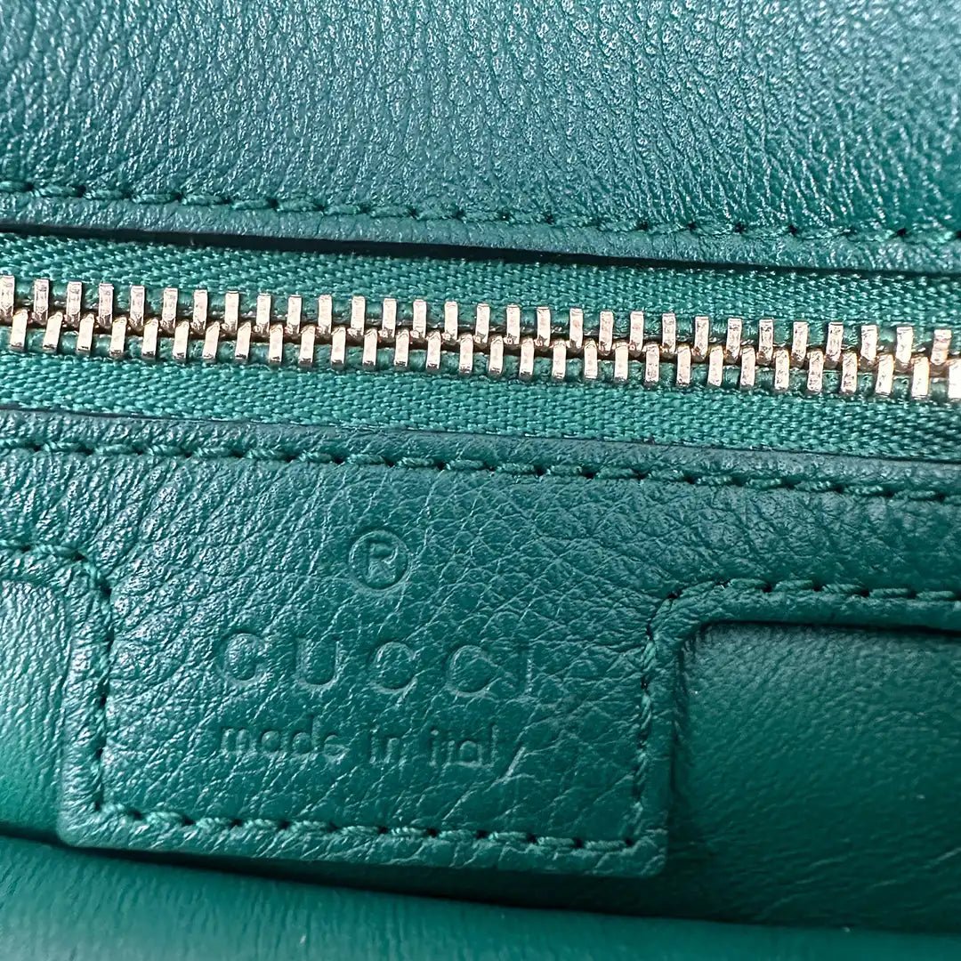 Gucci Gucci Blondie small green leather interlocking G handbag / very good Groen
