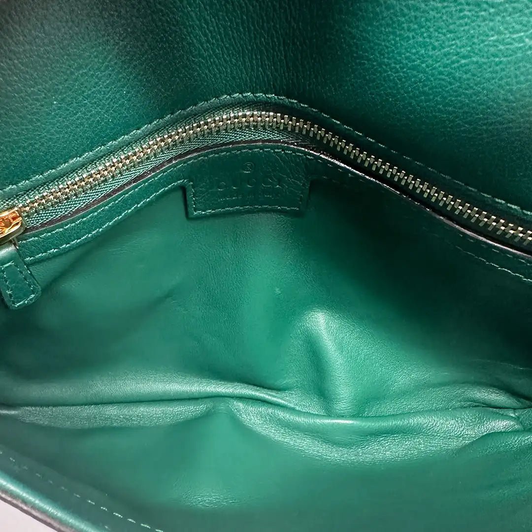 Gucci Gucci Blondie small green leather interlocking G handbag / very good Groen