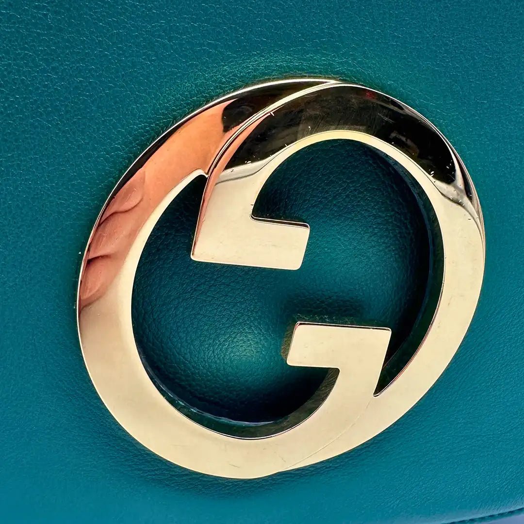 Gucci Gucci Blondie small green leather interlocking G handbag / very good Groen