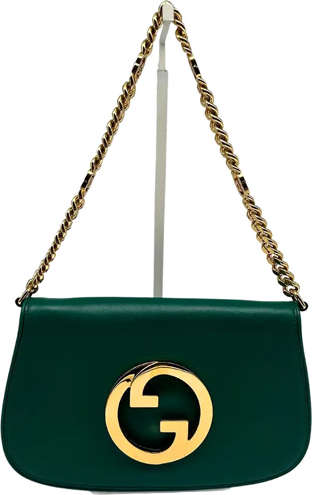 Gucci Gucci Blondie small green leather interlocking G handbag / very good Groen