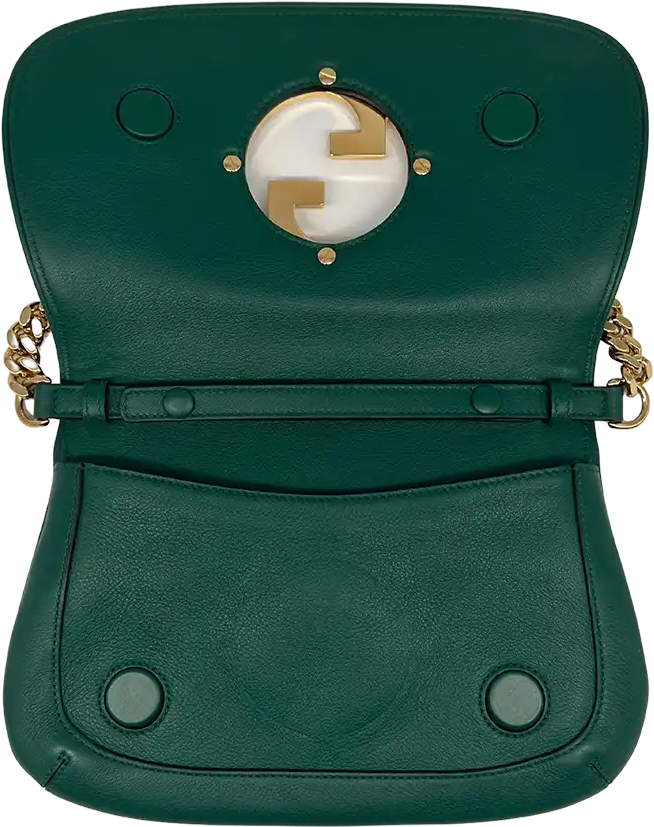 Gucci Gucci Blondie small green leather interlocking G handbag / very good Groen