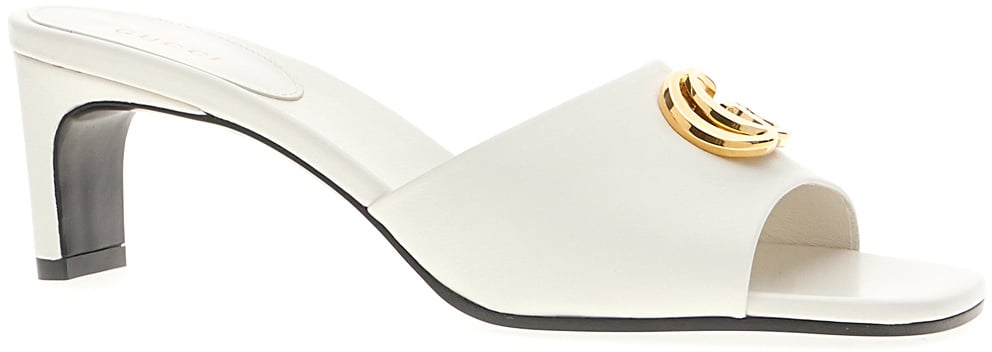 Gucci White nappa leather mules Wit