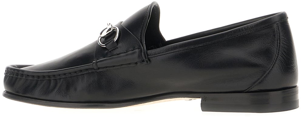 Gucci Black leather Gucci Lugano loafers Zwart