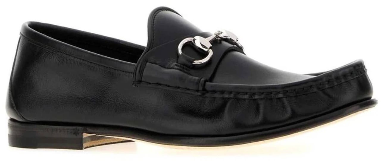 Gucci Black Lugano Leather Loafers Zwart
