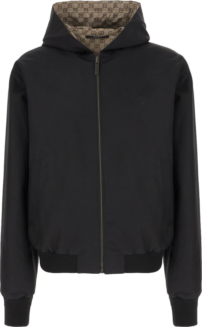 Gucci Black cotton reversible jacket Zwart