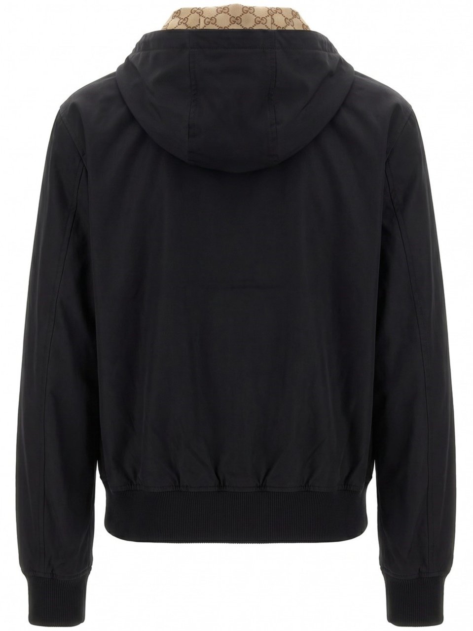 Gucci Black Fabric Lined Hood Zip Blouson Zwart