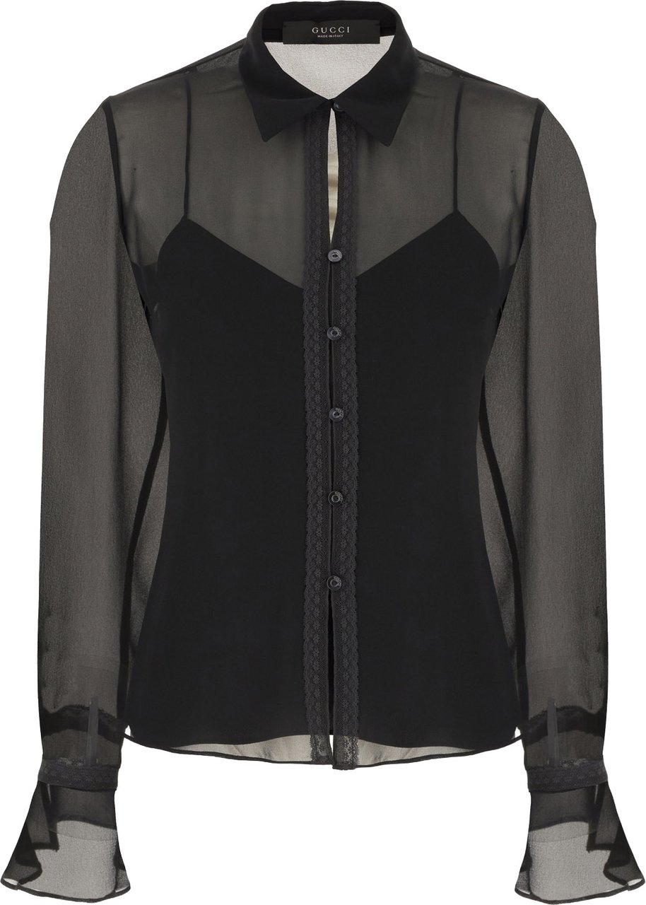 Gucci Black georgette shirt Zwart