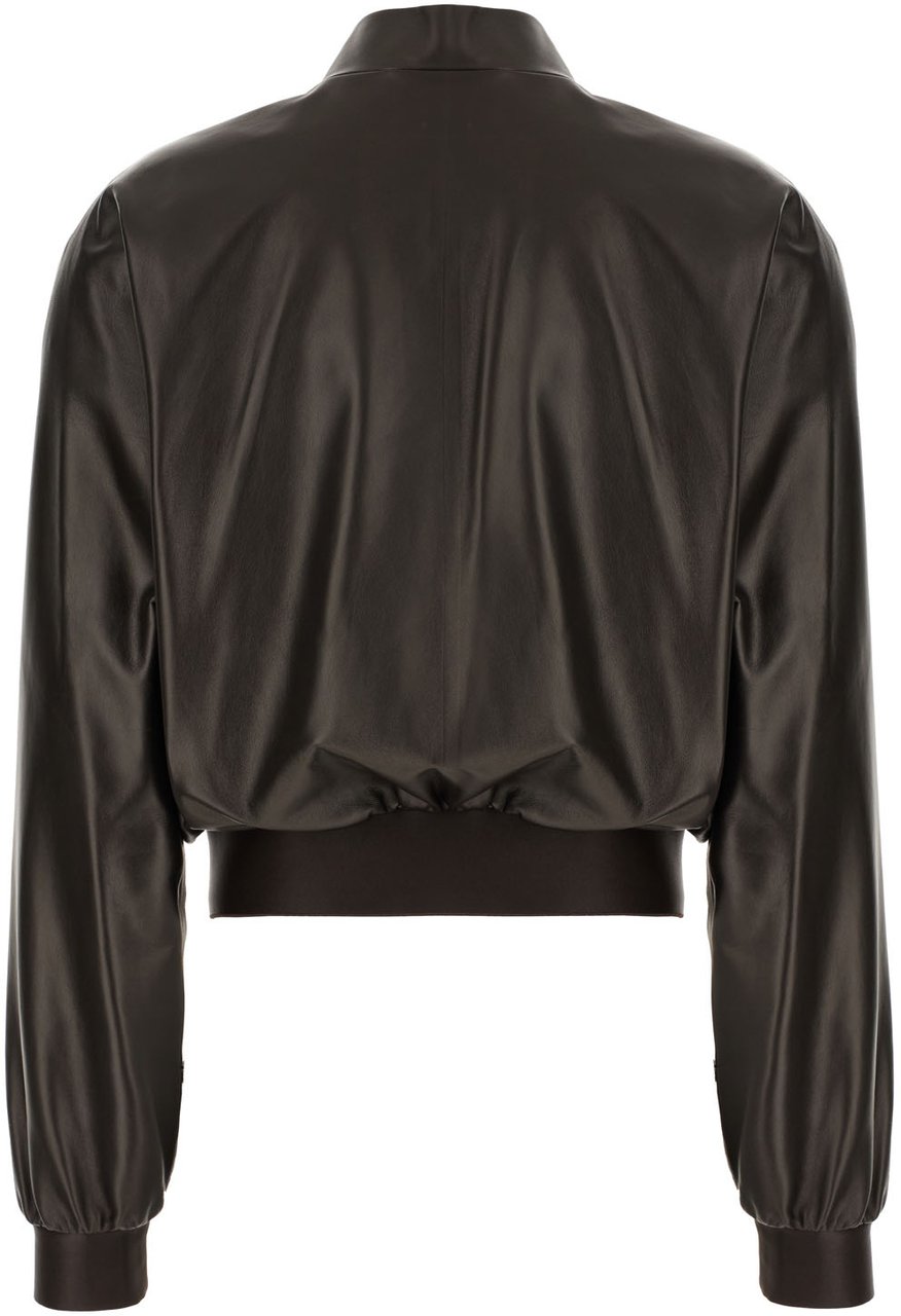 Gucci Dark brown nappa leather bomber jacket Bruin