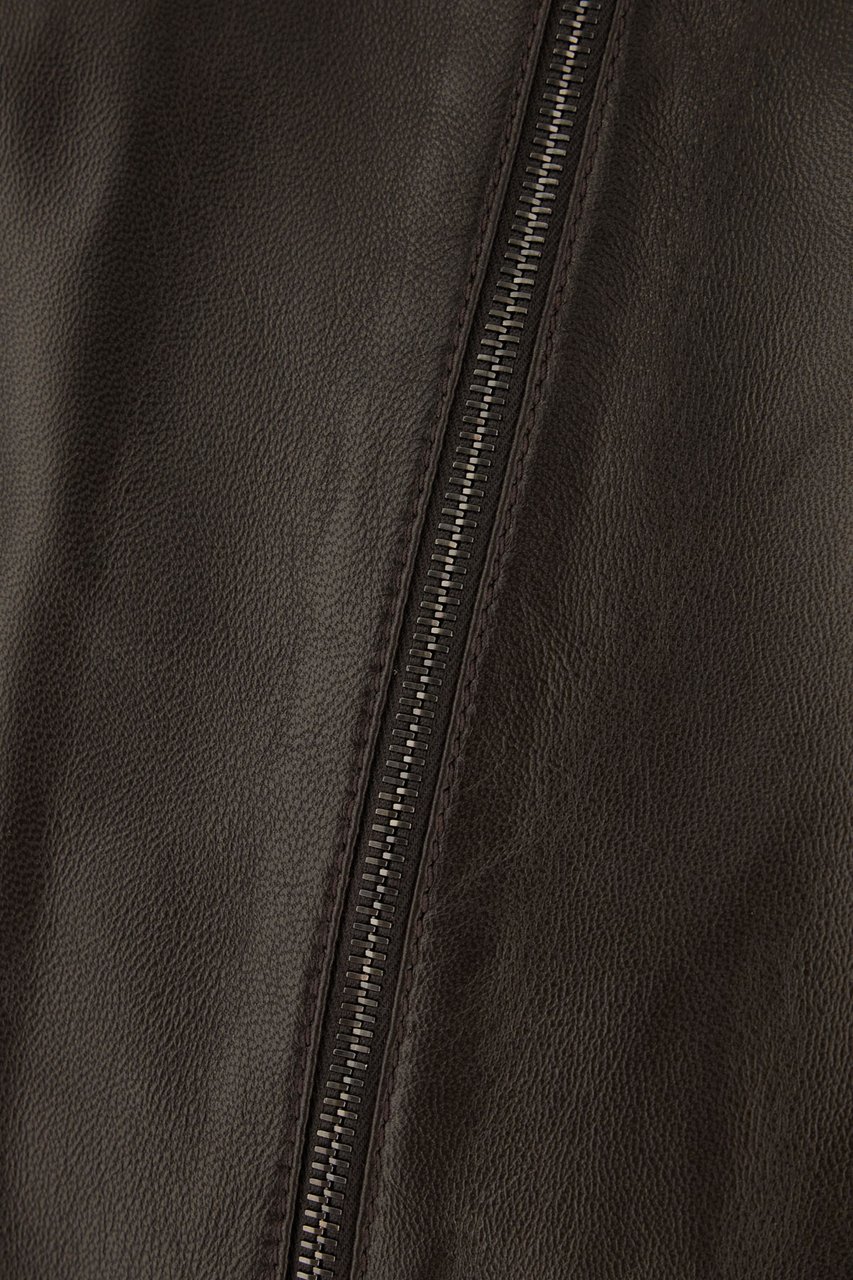 Gucci Dark brown nappa leather bomber jacket Bruin