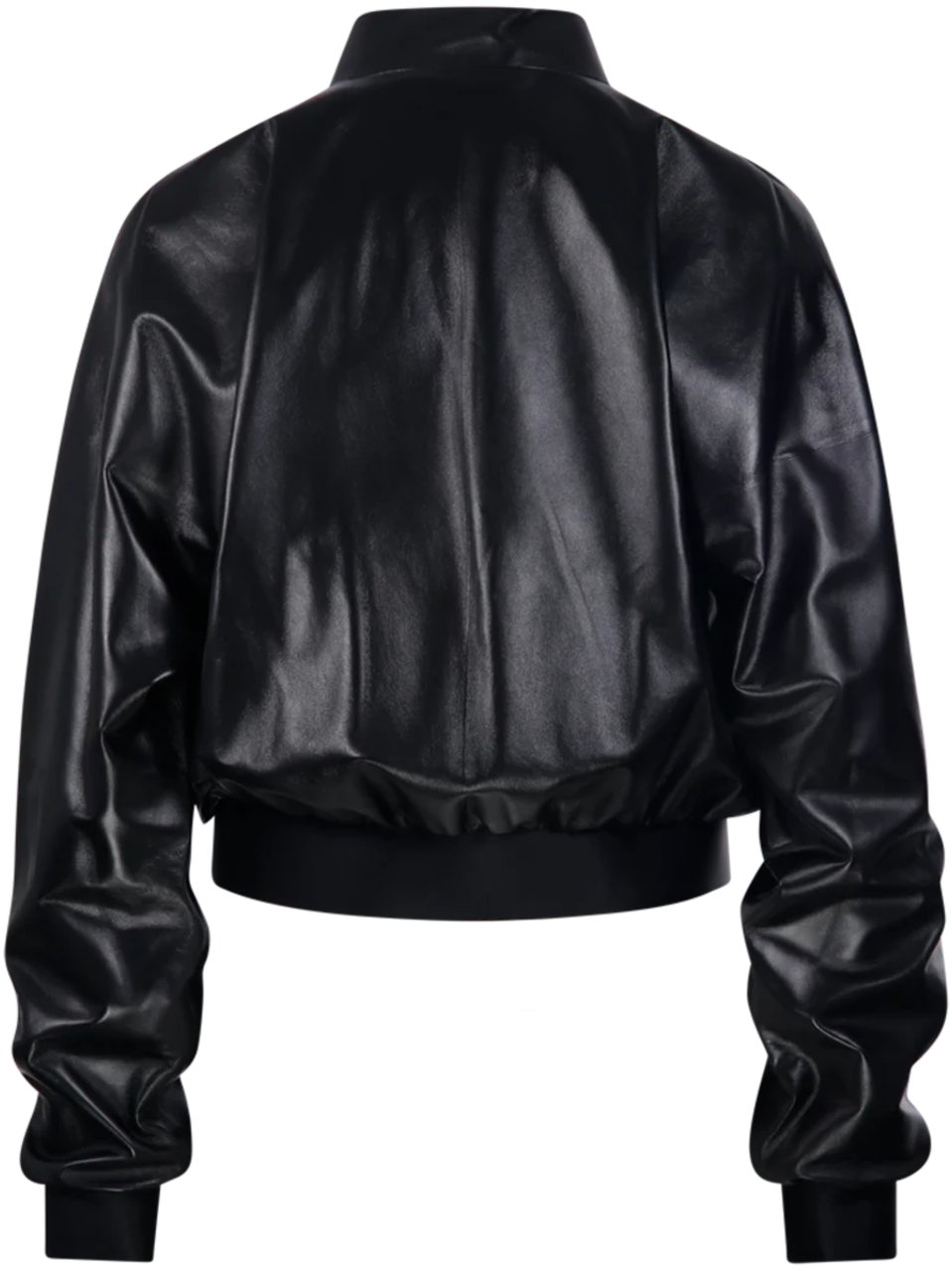 Gucci Cropped Bomber Jacket with High Collar and Ribbed Accents Zwart