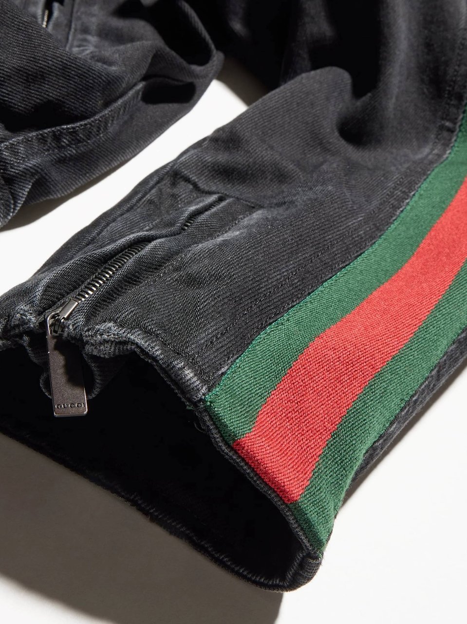 Gucci Biker Jacket With Bold Stripe Accents Zwart