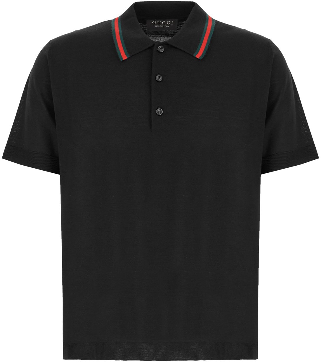Gucci Black piquet polo shirt Zwart