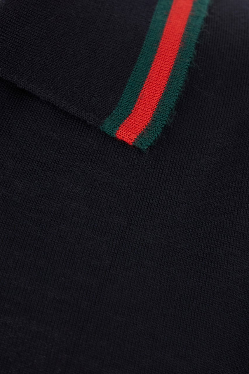 Gucci Midnight blue piquet polo shirt Blauw