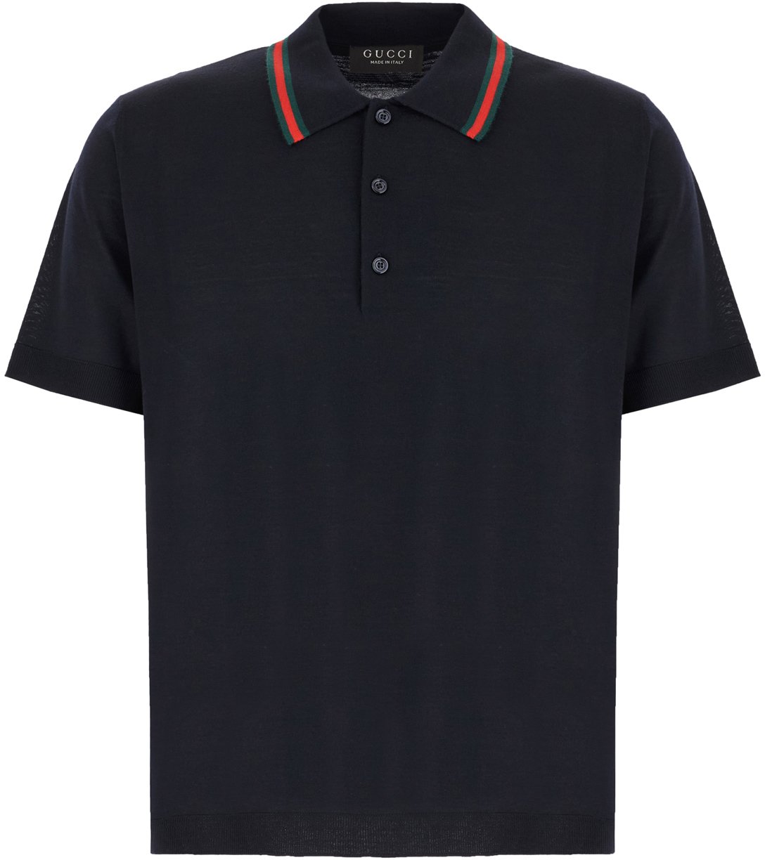 Gucci Midnight blue piquet polo shirt Blauw