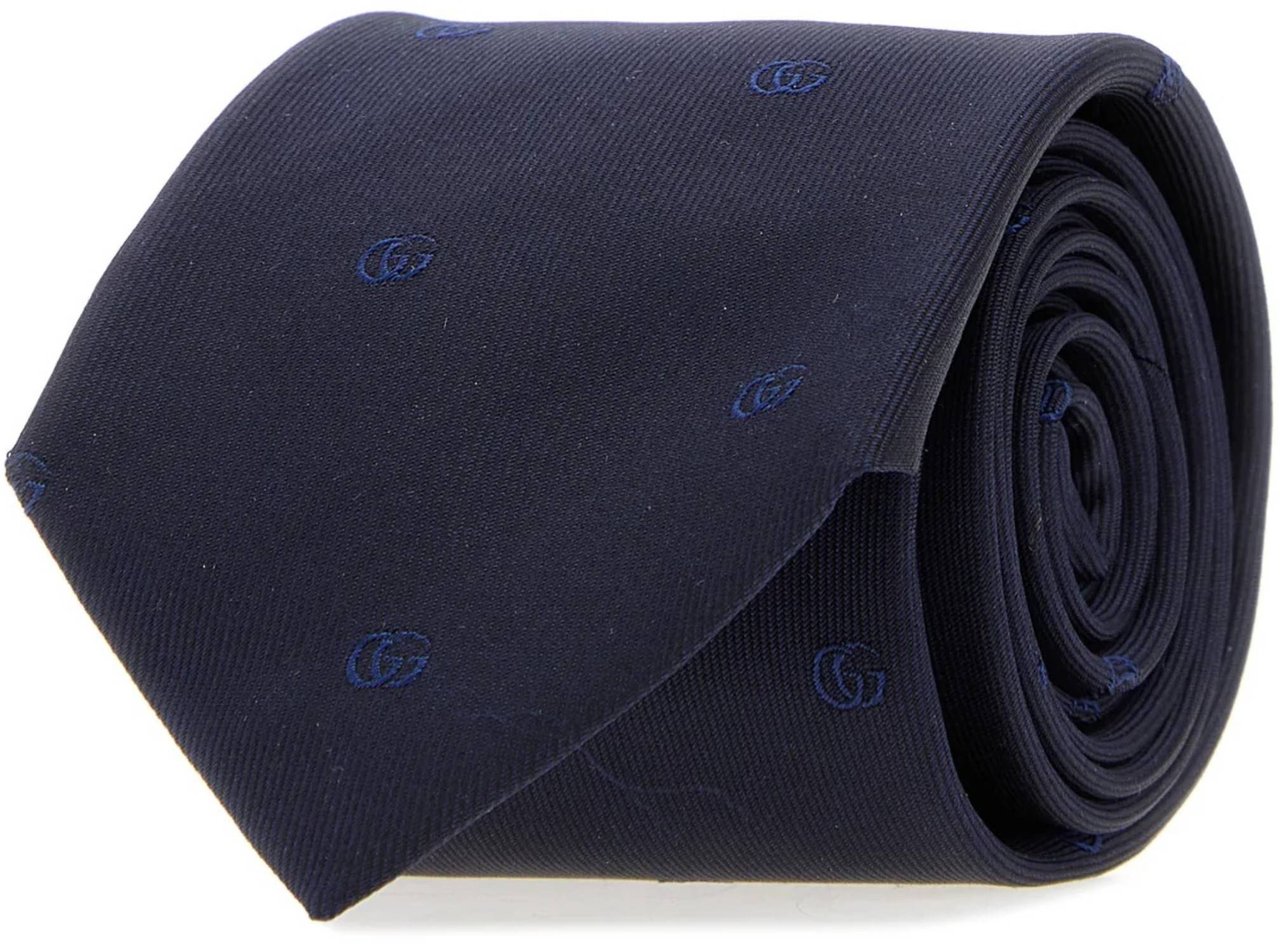 Gucci Navy Tie Running Out Necktie Zwart