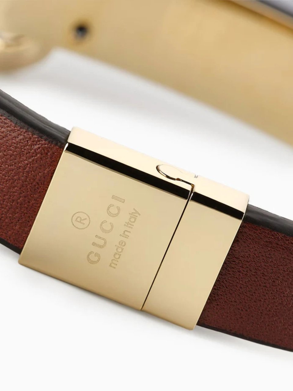 Gucci Brown Horsebit Detail Leather Clasp Bracelet Bruin