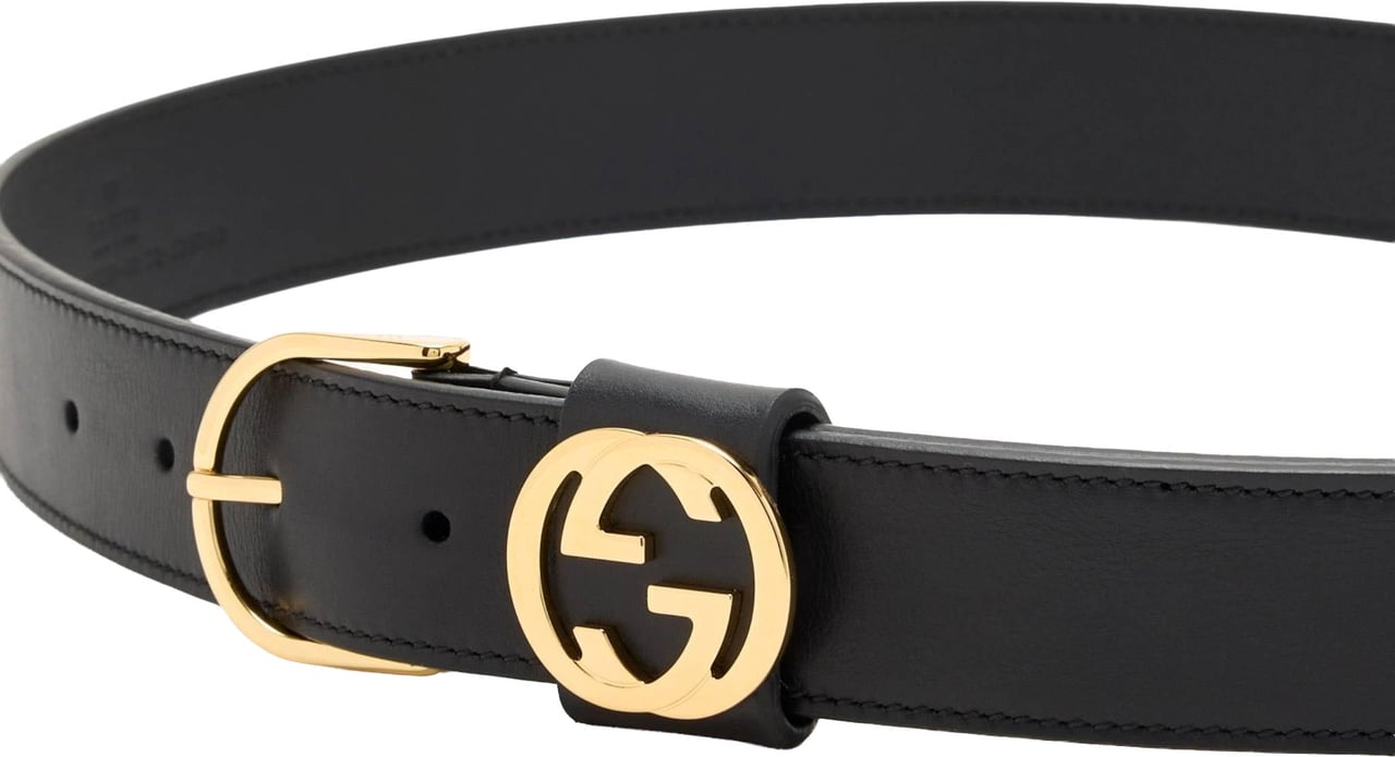 Gucci Black Belt W.30 Leather Accessory Zwart