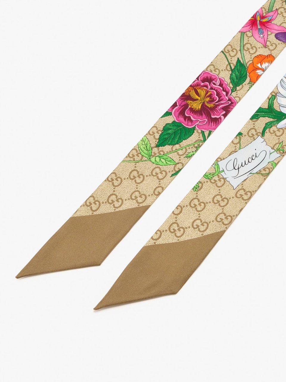Gucci Beige Flora Canvy Twill Scarf Neutraal
