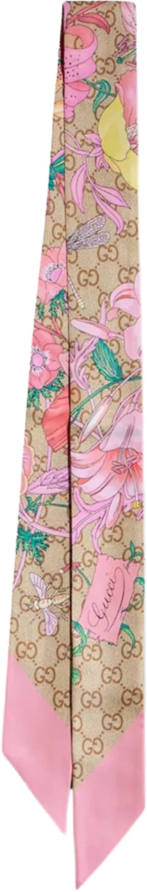 Gucci Beige Light Flora Twill Scarf Neutraal
