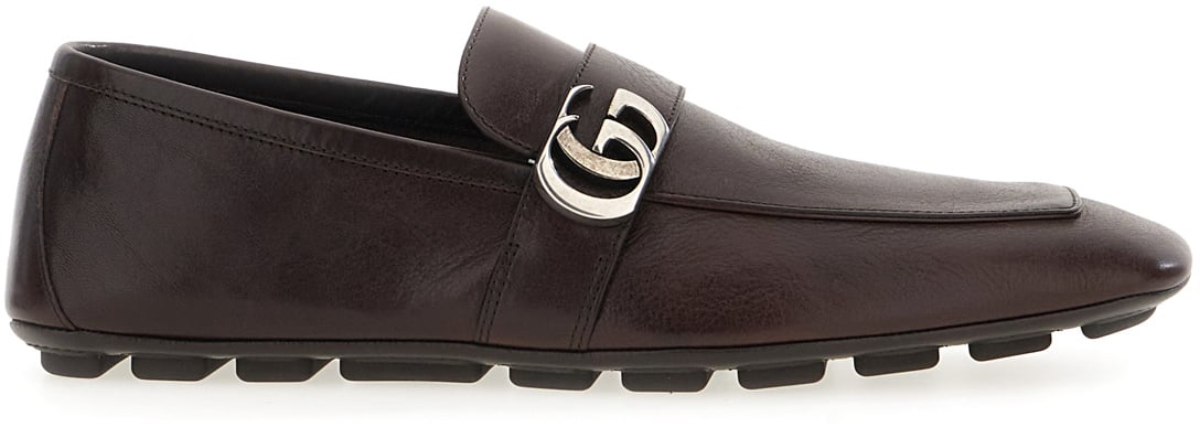 Gucci Dark brown leather loafers Bruin