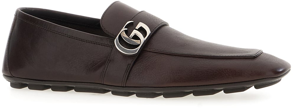 Gucci Dark brown leather loafers Bruin