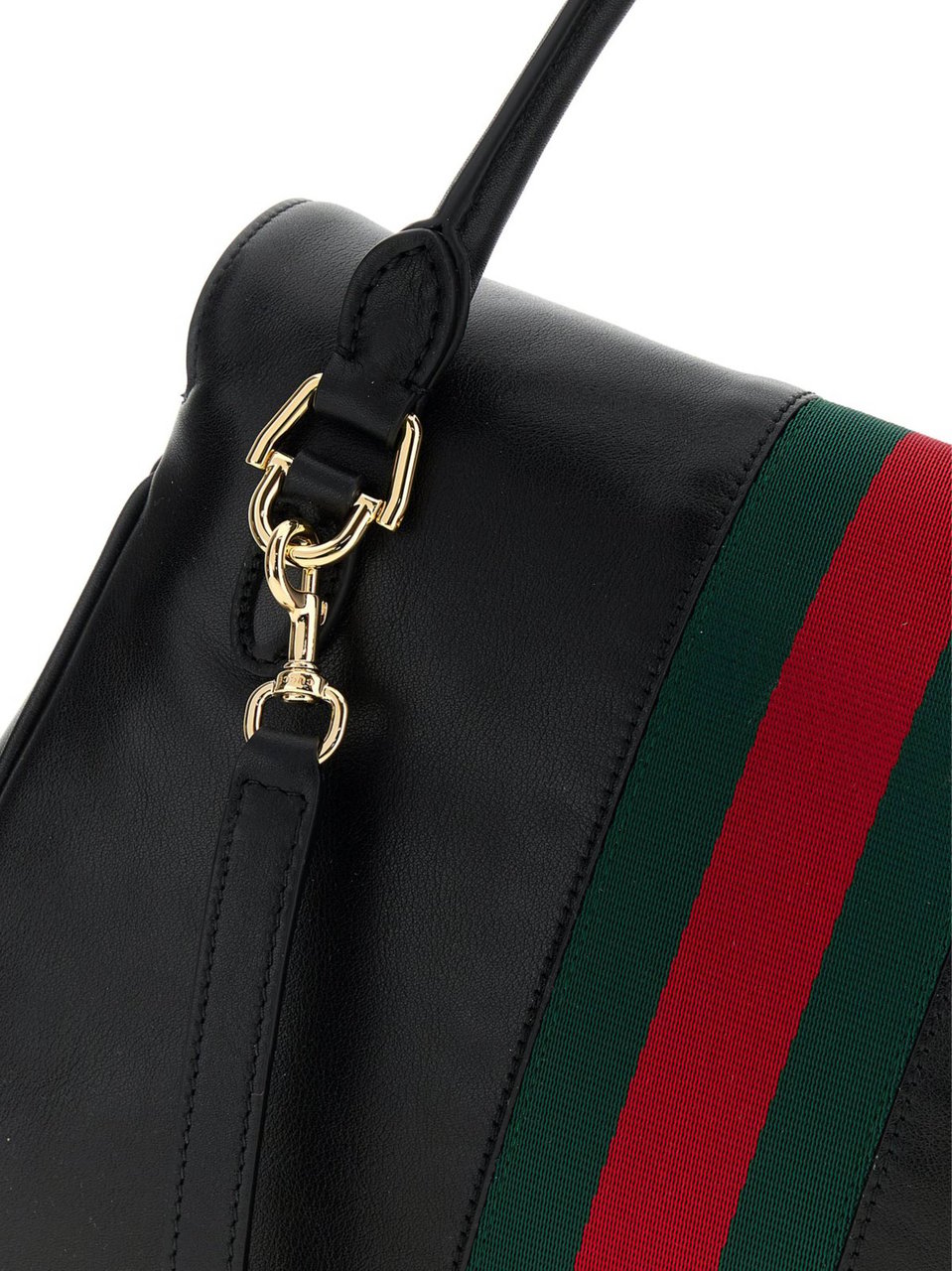 Gucci Black Horsebit Leather Handbag Zwart