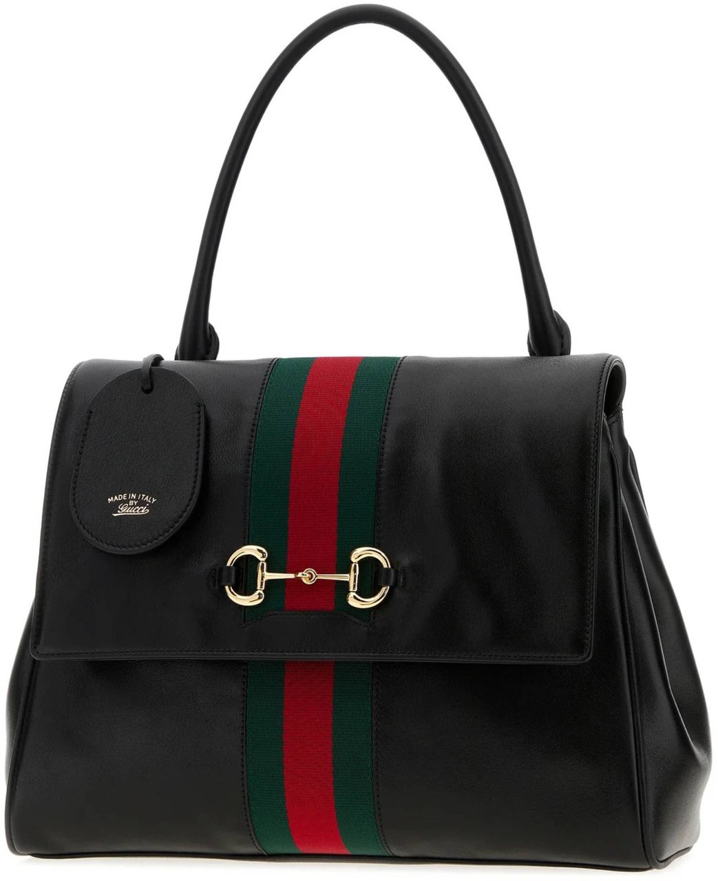 Gucci Black Horsebit Leather Handbag Zwart