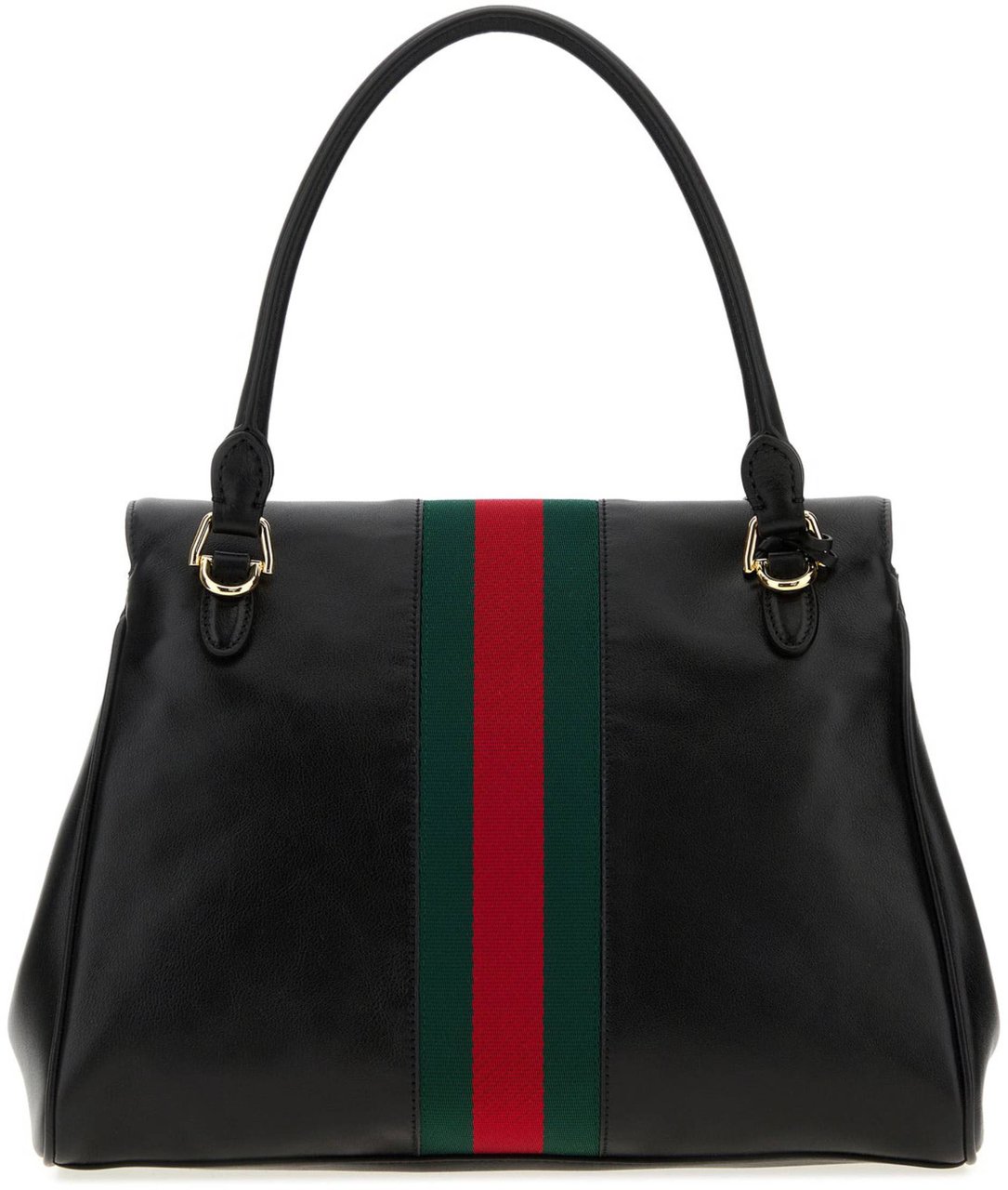 Gucci Black Horsebit Leather Handbag Zwart