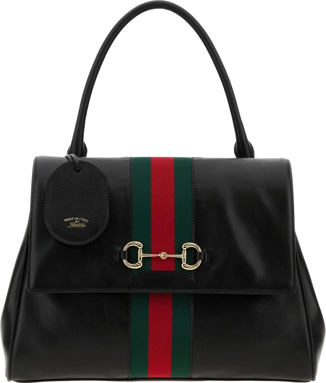 Gucci Black Horsebit Leather Handbag Zwart