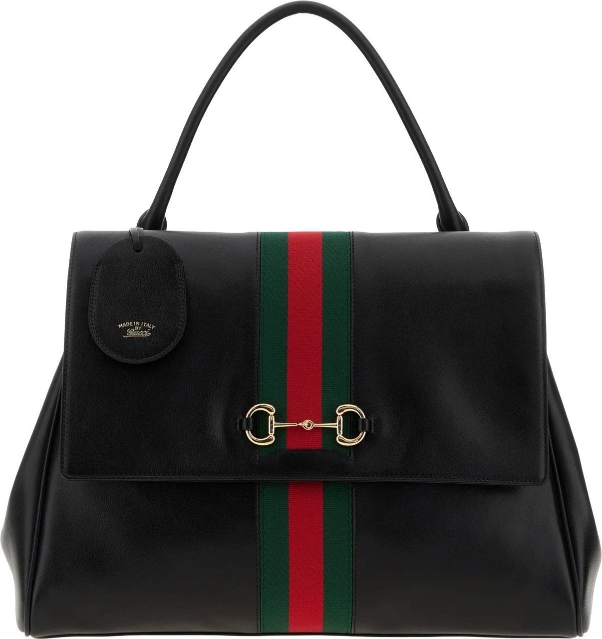 Gucci Black Horsebit Structured Handbag Zwart