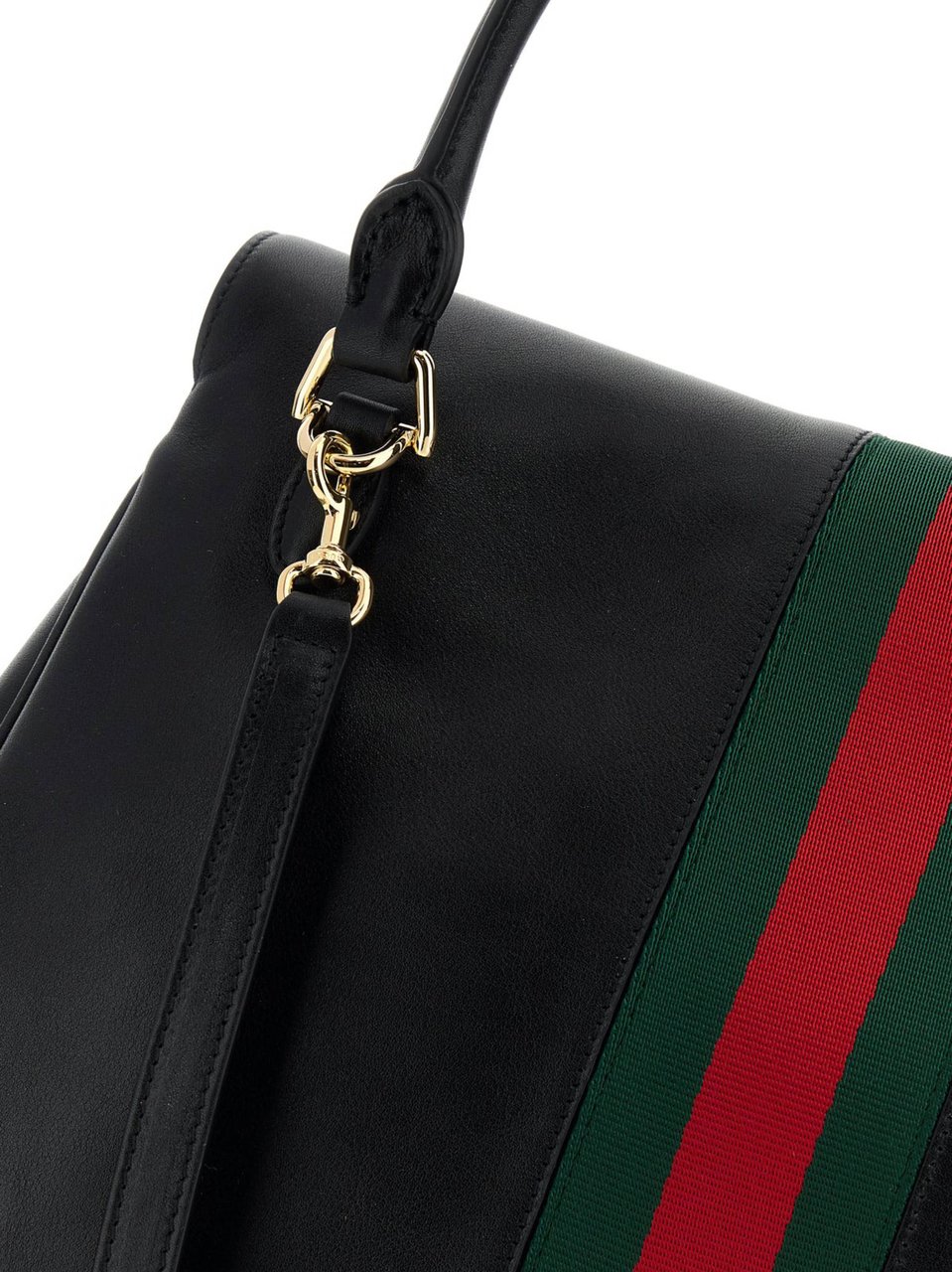 Gucci Black Horsebit Structured Handbag Zwart